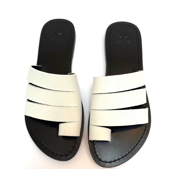 Marc Fisher LTD Rilee Strappy Flat Slide Leather Sandal White Size 6.5 NEW - Picture 10 of 10